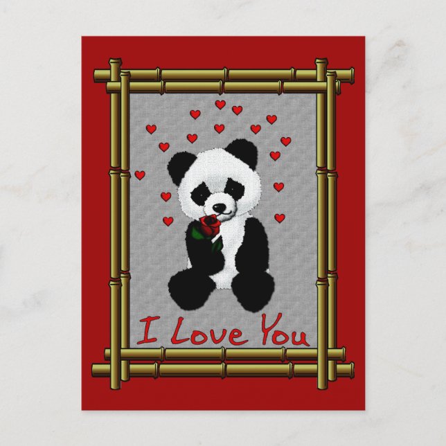 Panda Bear Valentine Holiday Postcard (Front)