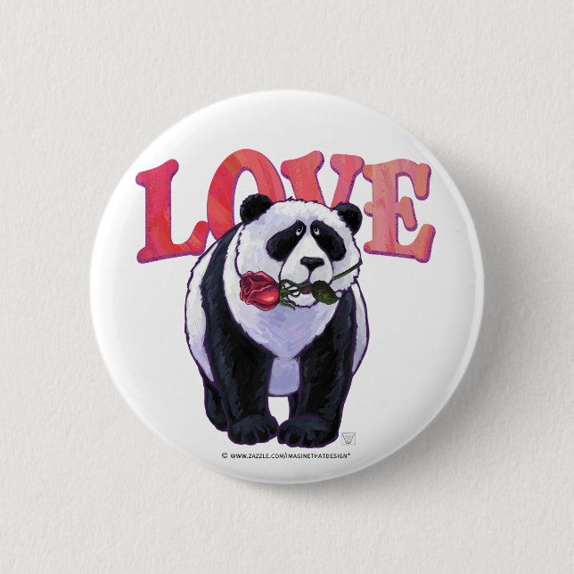 Panda Bear Valentine's Day 6 Cm Round Badge (Front)