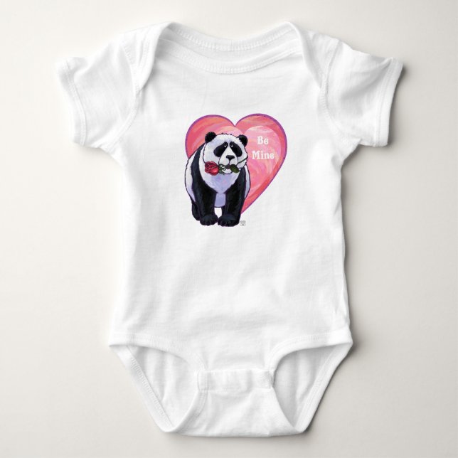 Panda Bear Valentine's Day Baby Bodysuit (Front)