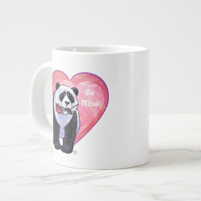 Panda Bear Valentine's Day Large Coffee Mug (Front Left)