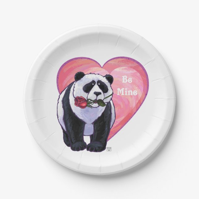 Panda Bear Valentine's Day Paper Plate (Front)