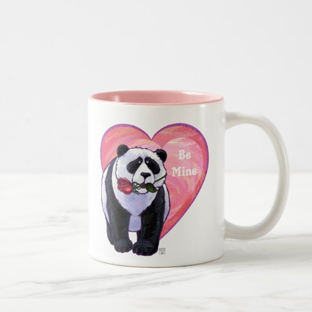 Panda Bear Valentine's Day Two-Tone Coffee Mug (Right)
