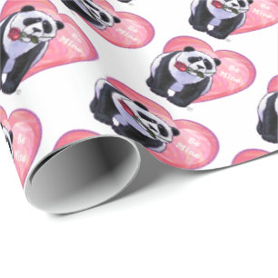 Panda Bear Valentine's Day Wrapping Paper