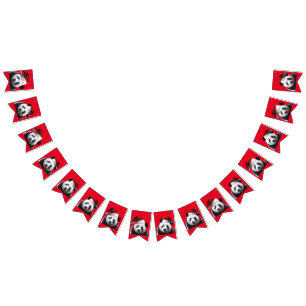 Panda Bear Wearing a Santa Claus Hat Bunting