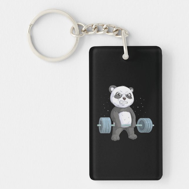 Panda Bear Weightlifting Funny Deadlift Men Key Ring (Front)