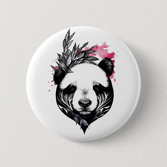 Panda Bear Wild Animal Nature Illustration Art Tat 6 Cm Round Badge (Front)