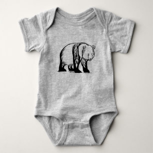 Panda Bear Wild Animal Tree Art Baby Bodysuit