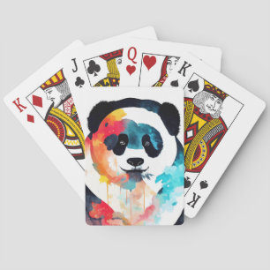 Panda Bear Wild Nature Animal Color Art Painting Playing Cards