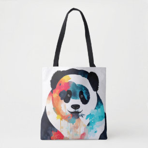 Panda Bear Wild Nature Animal Color Art Painting Tote Bag
