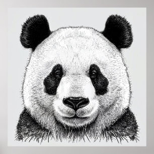 Panda Bear Wild Nature Animal Illustration Art Poster