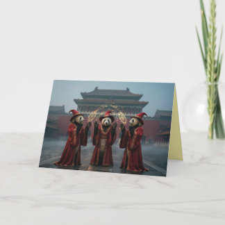 Panda Bear Witch Halloween Card