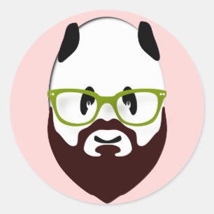 Panda Bear with a Beard Classic Round Sticker