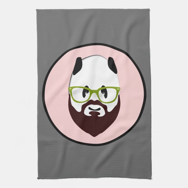 Panda Bear with a Beard Tea Towel (Vertical)