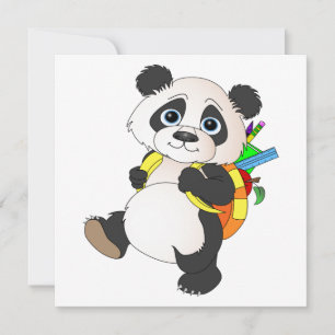 Panda Bear with backpack Invitation