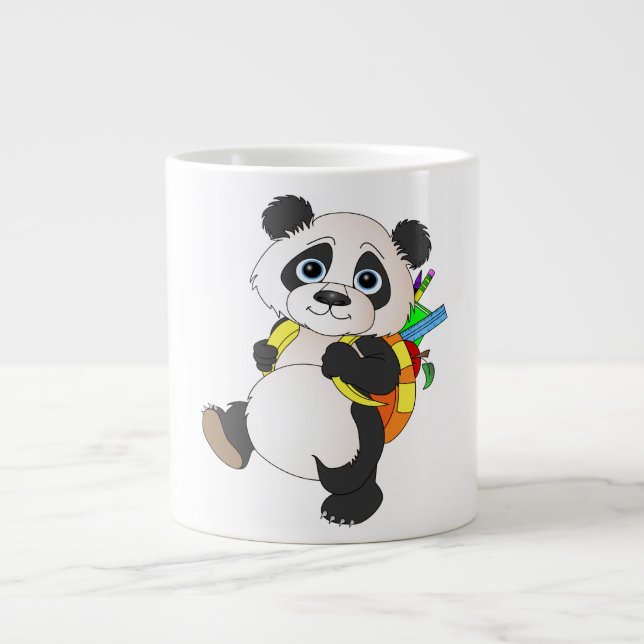 Panda Bear with backpack Large Coffee Mug (Front)