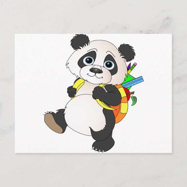 Panda Bear with backpack Postcard (Front)