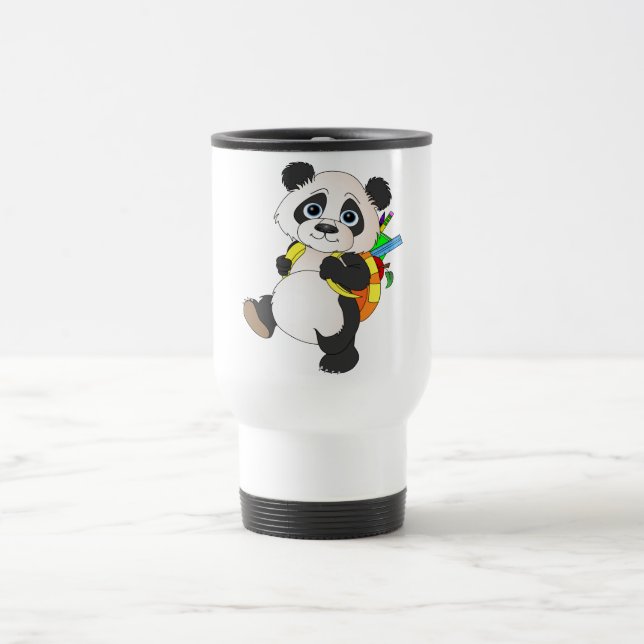 Panda Bear with backpack Travel Mug (Center)