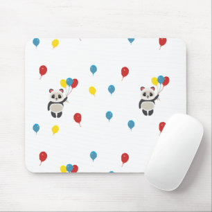 Panda bear with balloons white mouse mat