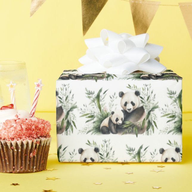 Panda Bear With Cub Wrapping Paper (Birthday Party)