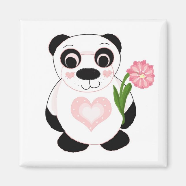 Panda Bear with Flowers Magnet (Front)