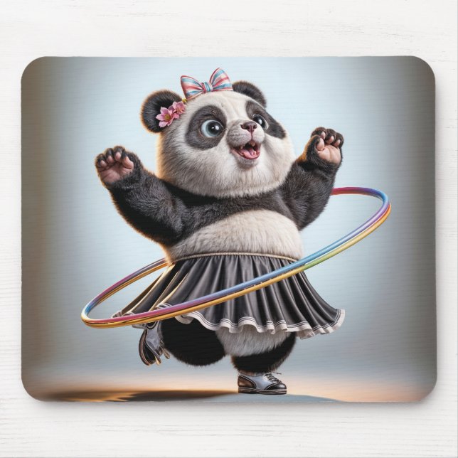Panda Bear With Hula Hoop Mouse Mat (Front)