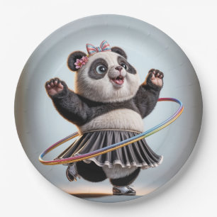 Panda Bear With Rainbow Hula Hoop Paper Plate