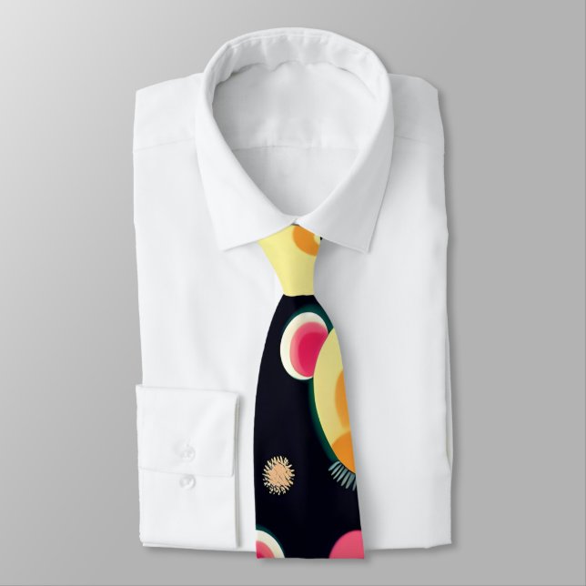 Panda Bear Yellow Black Cute Colourful Pattern Tie (Tied)