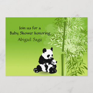 Panda Bears and Bamboo Neutral Baby Shower Invite