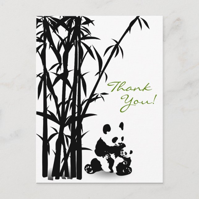Panda Bears and Bamboo Thank You Postcard (Front)
