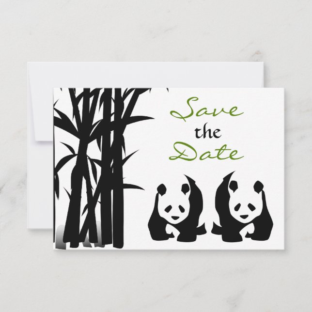 Panda Bears and Bamboo Wedding Save the Date (Front)