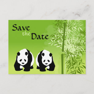 Panda Bears and Bamboo Wedding Save the Date Invitation