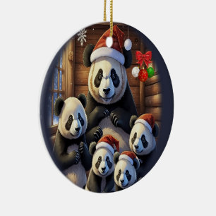 Panda Bears Ceramic Tree Decoration