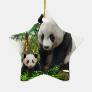 Panda Bears Ceramic Tree Decoration
