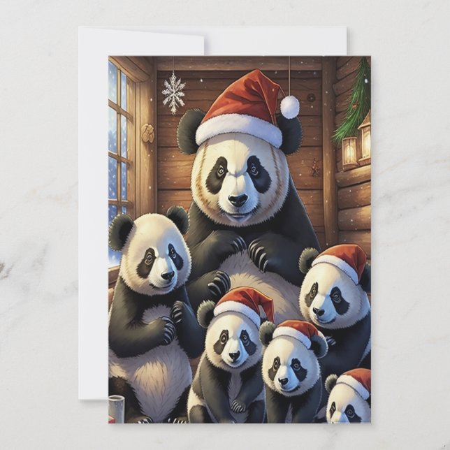 Panda Bears Christmas Card (Front)