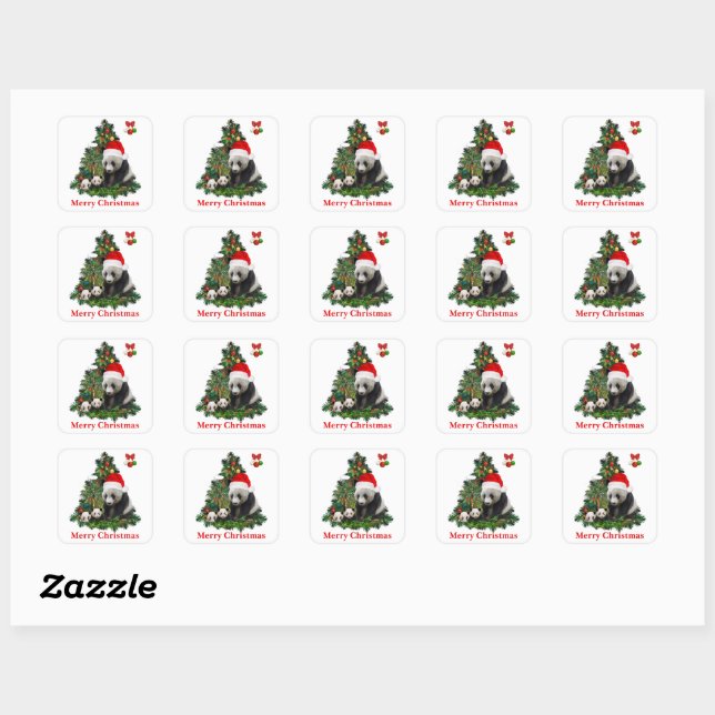 Panda bears Christmas  Square Sticker (Sheet)