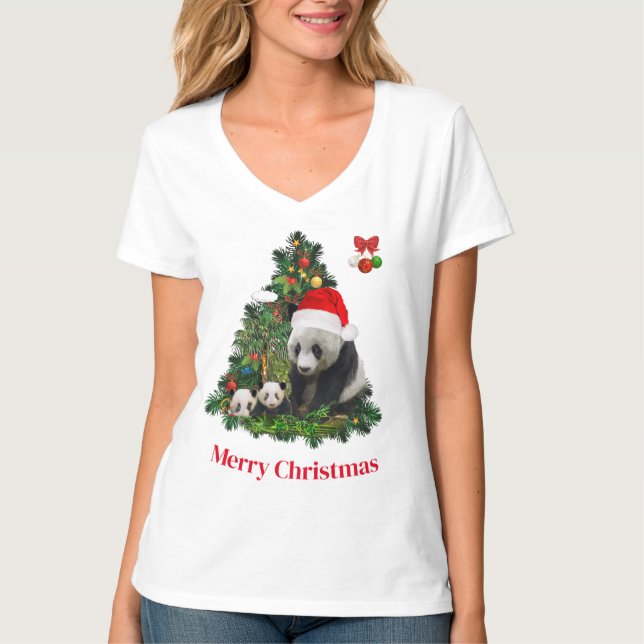 Panda Bears Christmas T-Shirt (Front)