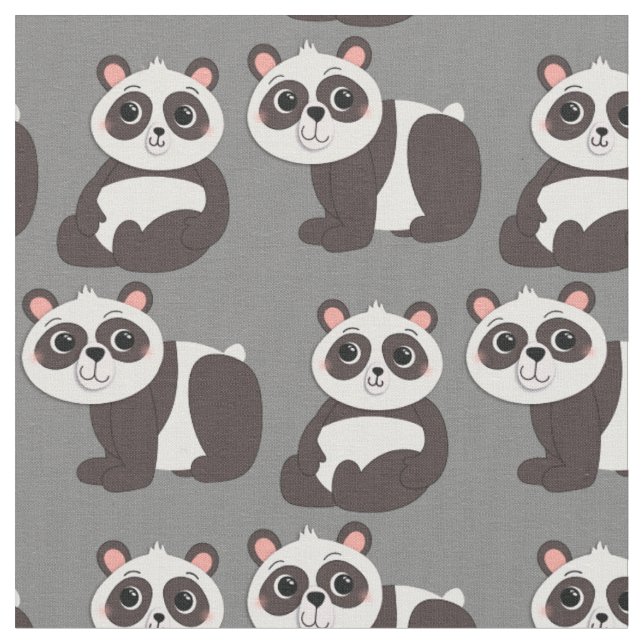 Panda Bears Cute Kids Fabric (Close Up)