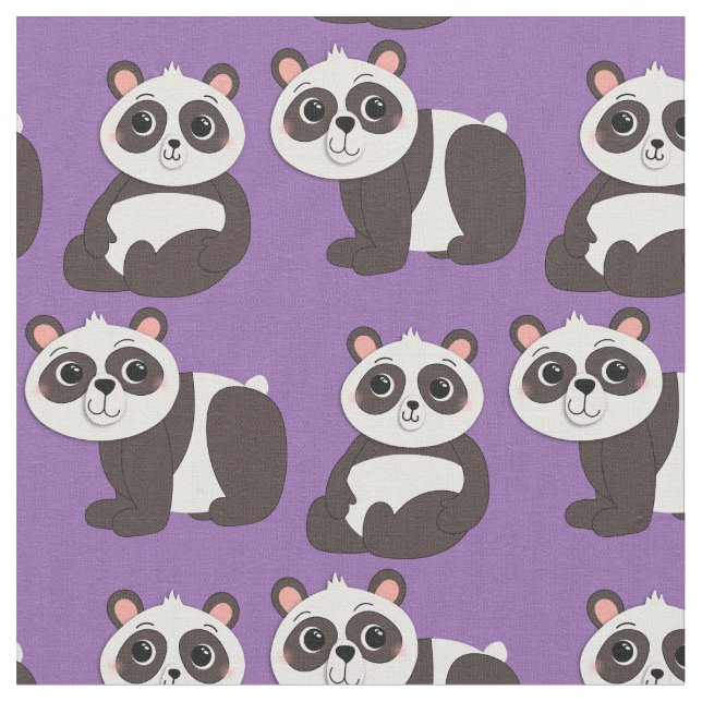 Panda Bears Cute Kids Fabric (Close Up)