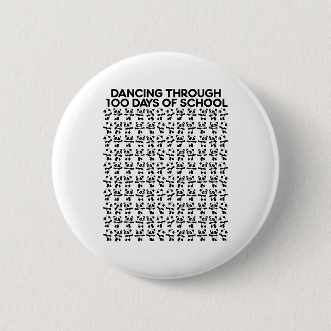 Panda Bears Dancing Through 100 Days Of School Kid 6 Cm Round Badge (Front)