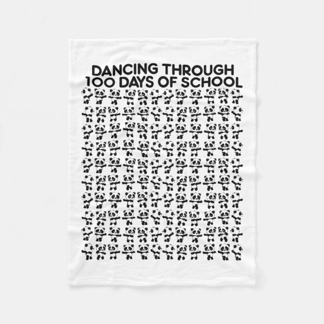 Panda Bears Dancing Through 100 Days Of School Kid Fleece Blanket (Front)