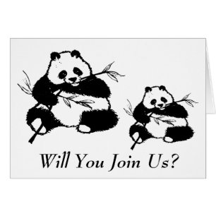 Panda Bears Eating, Invitation Card