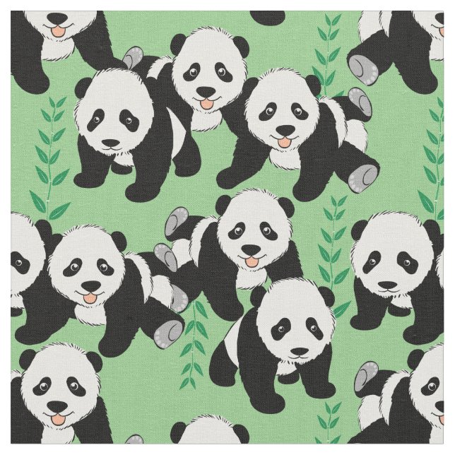 Panda Bears Graphic Fabric (Close Up)