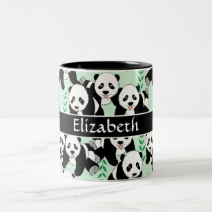 Panda Bears Graphic Pattern Personalise Two-Tone Coffee Mug