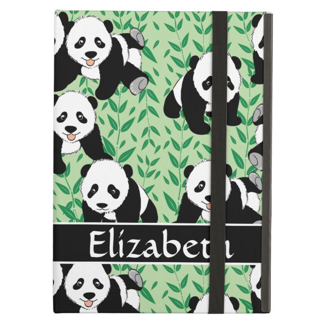 Panda Bears Graphic Pattern to Personalise Cover For iPad Air (Front Closed)