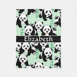 Panda Bears Graphic Pattern to Personalise Fleece Blanket