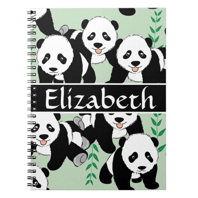 Panda Bears Graphic Pattern to Personalise Notebook (Front)