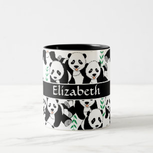 Panda Bears Graphic Pattern to Personalise Two-Tone Coffee Mug