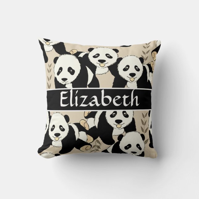 Panda Bears Graphic to Personalise Cushion (Front)