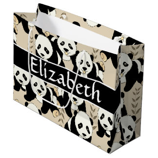 Panda Bears Graphic to Personalise Large Gift Bag