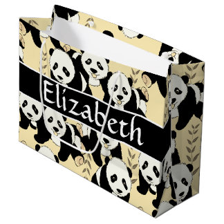 Panda Bears Graphic to Personalise Large Gift Bag